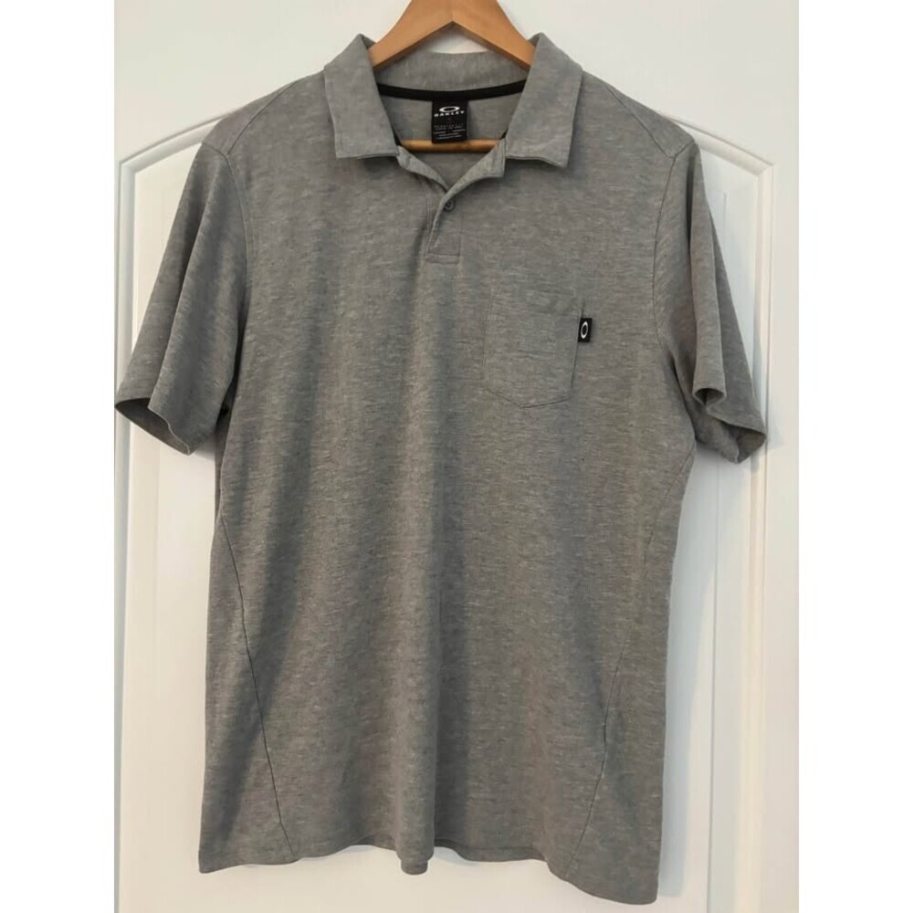 Oakley Men's Heather Gray Pocket Golf Polo Shirt - Size SMALL